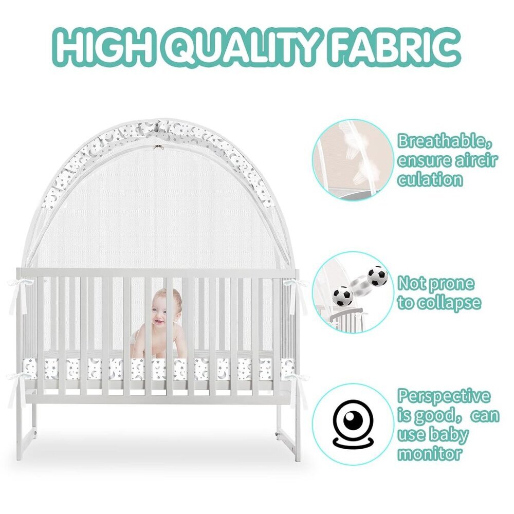 Crib Tent - Crib Net to Keep Baby in, Stop Baby from Climbing Out of Crib, Pop U - Picture 6 of 7